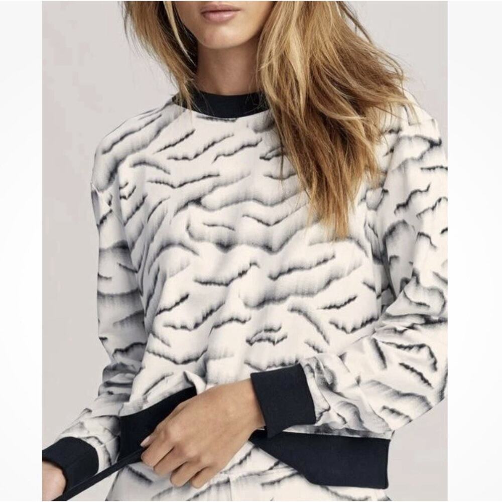 VARLEY Sawtelle Lightweight Sweatshirt Anthropologie black white S comfort-core